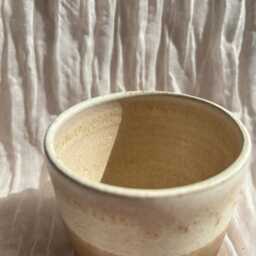 Sandstorm Ceramic Planter, Handmade Glazed Beaker, Brown Plant Pot, 200Ml Beige Vessel, Unique British Gift, Handcrafted Pots - thumbnail 3