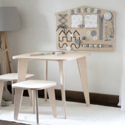 Natural Wood Toddler Table & Stools Set Scandinavian Kids Furniture - thumbnail 3