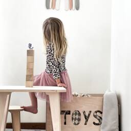 Natural Wood Toddler Table & Stools Set Scandinavian Kids Furniture - thumbnail 2