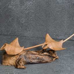 Hand Carved Wooden Manta Ray Sculpture, Tropical Decor, 8 - thumbnail 4
