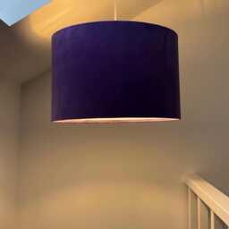 Purple Velvet Drum Lampshade, White Lining - thumbnail 3