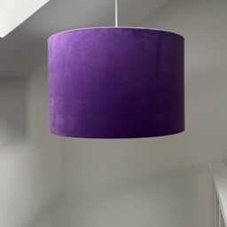 Purple Velvet Drum Lampshade, White Lining - thumbnail 2