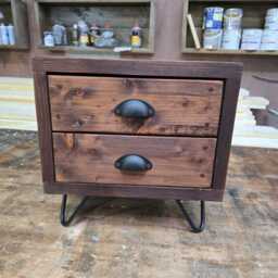 Ex Display Rustic Bedside Tablemid-Century Hairpin Legs, 2 Soft Close Drawer Nightstand Reclaimed Wood Rustic Vintage Bedroom Design - thumbnail 3