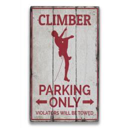 Wall Climber Parking Sign, Climbing Signs, Wood Sign - Rustic Hand Made Vintage Wooden Decor - thumbnail 2