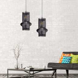 Art Deco Lamp, Wood Lamp Shade, Hanging Pendant Light, Ceiling Scandinavian Geometric Modern Screw - thumbnail 2