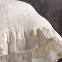 Off White Linen Pillow Sham With Ruffles - Cream Softened Pillow- Ivory Standard, Queen, King, Deco, Lumbar Sizes - thumbnail 2