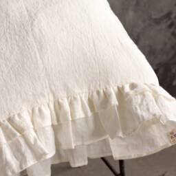 Off White Linen Pillow Sham With Ruffles - Cream Softened Pillow- Ivory Standard, Queen, King, Deco, Lumbar Sizes - thumbnail 3