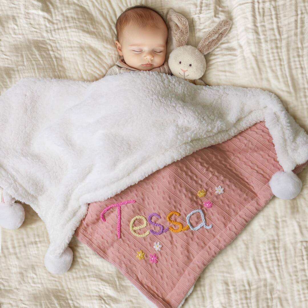 Pink Baby Blanket Pink Elephant Minky Baby Blanket Pressed Flower Elephants