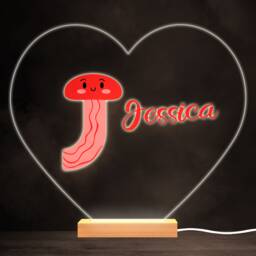 Alphabet Animals Letter J Colourful Heart Personalised Gift Lamp Night Light - Bedroom