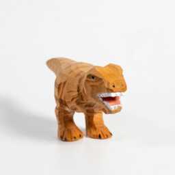 Hand-Carved Wooden T-Rex Figurine, Rustic Dinosaur Decor, Whimsical Wood Carving Art, Unique Desk Ornament, Gift For Paleontology Lovers - thumbnail 2