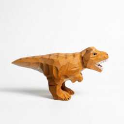 Hand-Carved Wooden T-Rex Figurine, Rustic Dinosaur Decor, Whimsical Wood Carving Art, Unique Desk Ornament, Gift For Paleontology Lovers - thumbnail 3