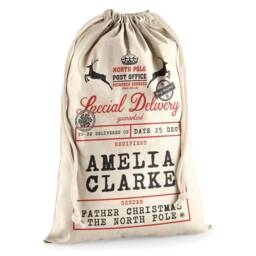 Personalised Luxury Christmas Sack With Rope Santa Stocking Filler Bag Amelia Clarke - thumbnail 2