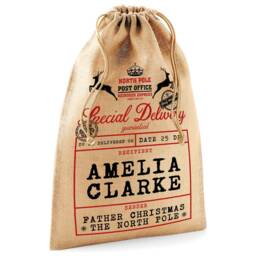 Personalised Luxury Christmas Sack With Rope Santa Stocking Filler Bag Amelia Clarke - thumbnail 3