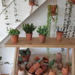 Faux Boxwood Plant Set in Genuine Hand Thrown Vintage Terracotta Pots Trio Small Green Artificial Plants - thumbnail 2