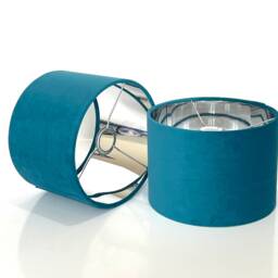 New Handmade Luxurious Aqua Teal Velvet Lamp Shade Mirror Gold Lining & Golden Ring Frame Many Other Colours On Demand - thumbnail 4