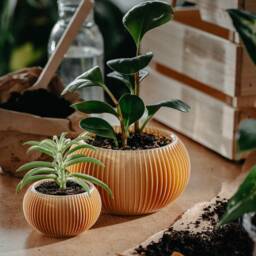 Medium Planter 71P01.500.oak/3D Printed Plant Pot Ecofriendly & Geometric Minimalist Modern - thumbnail 2