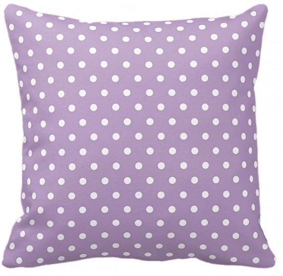 Polka Dots On Lilac Purple - Throw Pillow, Decorative Pillow Cover, Insert, Case Square- 17