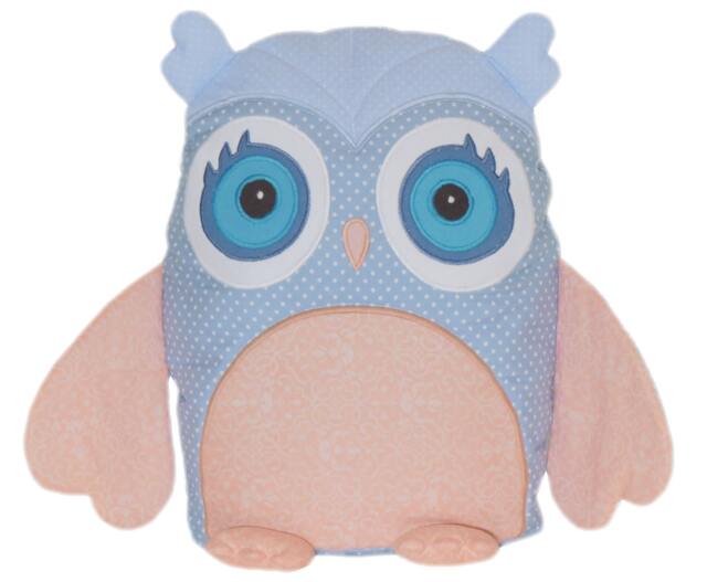 Handmade Owl, Owl Pillow, Blue Pillow Case, Peach Nursery, Cushion, Aquamarine Baby Shower - image 1