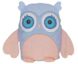 Handmade Owl, Owl Pillow, Blue Pillow Case, Peach Nursery, Cushion, Aquamarine Baby Shower - thumbnail 1
