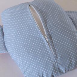 Handmade Owl, Owl Pillow, Blue Pillow Case, Peach Nursery, Cushion, Aquamarine Baby Shower - thumbnail 2
