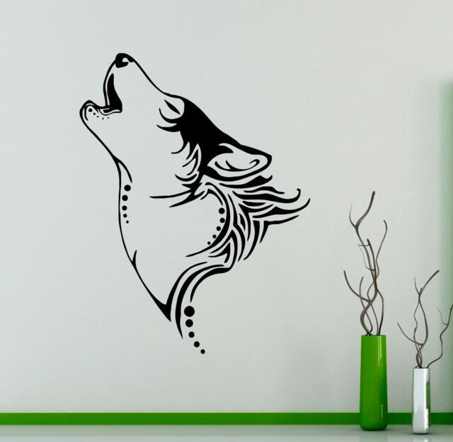 Howling Wolf Wall Decal Wild Animals Vinyl Sticker Nature Home Interior Decor Art Murals Living Room Bedroom 4(Wlf - image 1