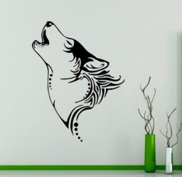 Howling Wolf Wall Decal Wild Animals Vinyl Sticker Nature Home Interior Decor Art Murals Living Room Bedroom 4(Wlf - thumbnail 1