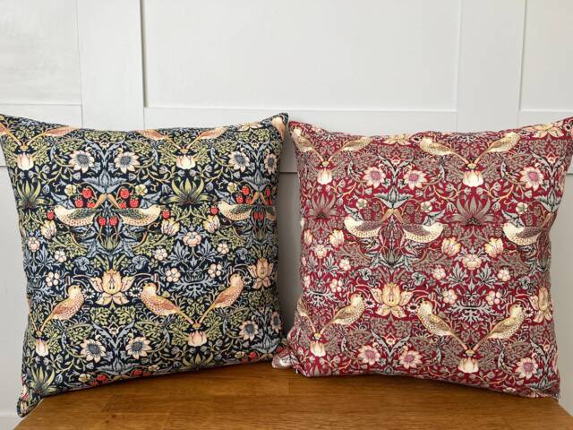 "William Morris Fabric Cushion Cover/strawberry Thief/ Willow Bough/ Brother Golden Lily/ Eyebright/ 12"" 14"" 16"" 18"" 20" - image 1