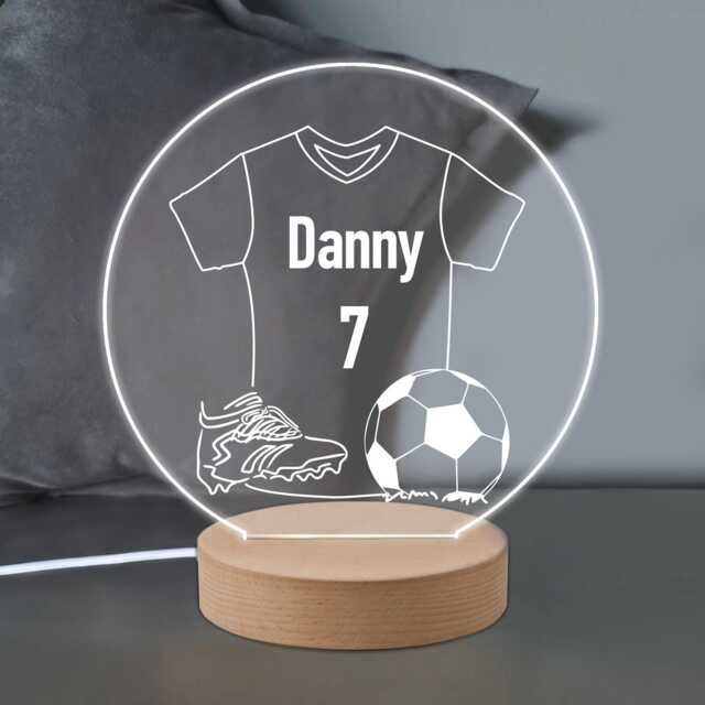 Personalised Led Desk Table Lamp Football Design Night Light Custom Football Gifts For Boys Birthday 7 Colours Flashing - image 1