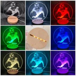 Personalised Led Desk Table Lamp Football Design Night Light Custom Football Gifts For Boys Birthday 7 Colours Flashing - thumbnail 2