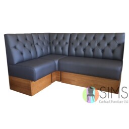 Modular Deep Buttoned Banquette Fitted Bench Booth Seating - Cafe, Kitchen, Bar - thumbnail 2