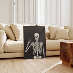 Skeleton Peace Sign Print, Halloween Party Wall Decor, Funny Gothic Art Modern Apartment Poster, Printable Art, Gift - thumbnail 3