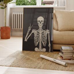 Skeleton Peace Sign Print, Halloween Party Wall Decor, Funny Gothic Art Modern Apartment Poster, Printable Art, Gift - thumbnail 2