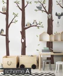 Forest Owls & Trees Nursery Wall Decals Nature-Themed Kids Room Decor - thumbnail 1