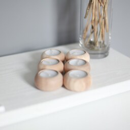 Set Of 6 Ash Wood Candlestick Holders Rustic Scandinavian Decor - thumbnail 4