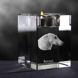 Borzoi, Russian Wolfhound, Crystal Candlestick With Dog, Souvenir, Decoration, Limited Edition, Collection - thumbnail 2