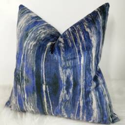 Blue Charcoal Black Abstract Textured Velvet Cushion Cover/ Throw Cover - thumbnail 2