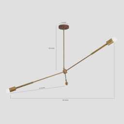 Mid-Century Modern Brass Sputnik Chandelier, 3-Arm Linear Ceiling Light - thumbnail 2