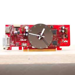Desk Clock - Recycled Slim Graphics Card Clock, Unique Office Red Circuit Board - thumbnail 1