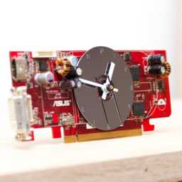Desk Clock - Recycled Slim Graphics Card Clock, Unique Office Red Circuit Board - thumbnail 2