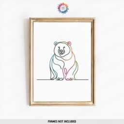 Minimal Bear Print Set - Colourful Line Art Posters - Wildlife Pictures Bears Wall Animal Home Decor Drawing Poster Artwork - thumbnail 3