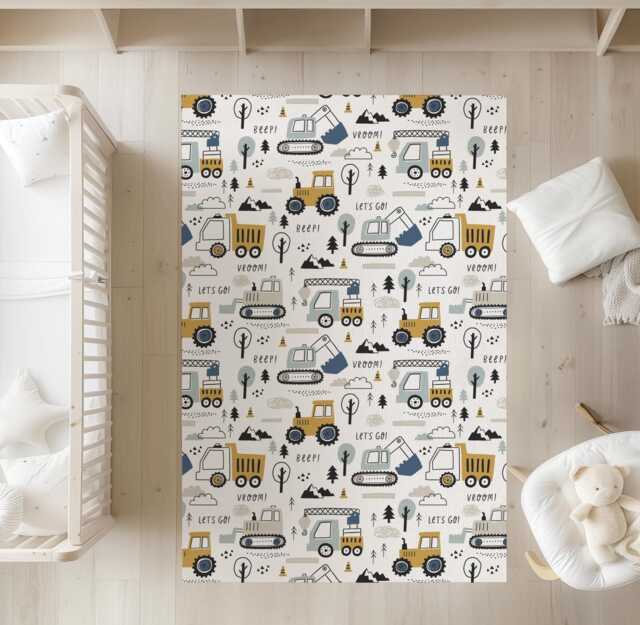 Trucks & Diggers - Rug, Carpet, Kids Decor, Children's Room Decor, Kids Carpet - image 1
