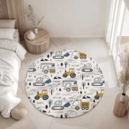 Trucks & Diggers - Rug, Carpet, Kids Decor, Children's Room Decor, Kids Carpet - thumbnail 2