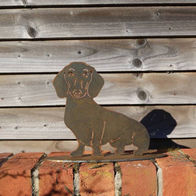 Rusty Metal Dachshund, Sausage Dog Garden Decor - image 1