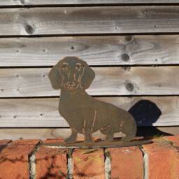 Rusty Metal Dachshund, Sausage Dog Garden Decor - thumbnail 1