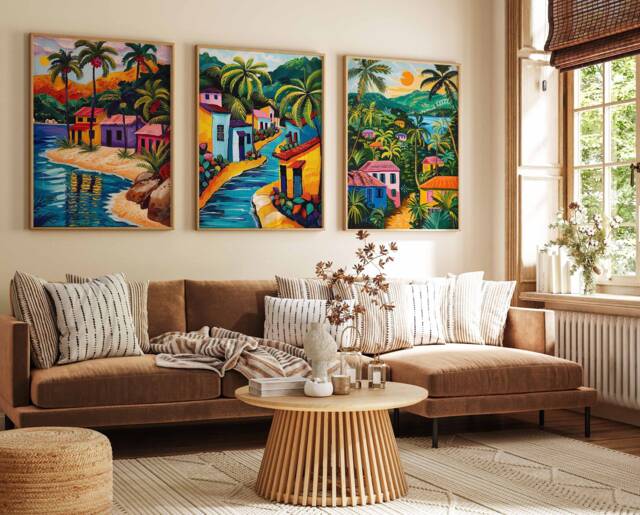 Set Of 3 Jamaica Travel Posters, Jamaican Prints, Tropical Caribbean Wall Art, Decor, Floral Prints - image 1