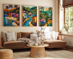 Set Of 3 Jamaica Travel Posters, Jamaican Prints, Tropical Caribbean Wall Art, Decor, Floral Prints