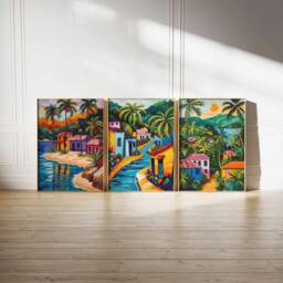 Set Of 3 Jamaica Travel Posters, Jamaican Prints, Tropical Caribbean Wall Art, Decor, Floral Prints - thumbnail 2