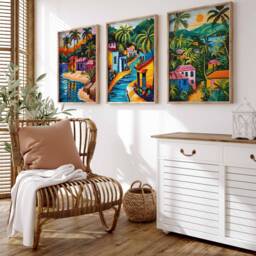 Set Of 3 Jamaica Travel Posters, Jamaican Prints, Tropical Caribbean Wall Art, Decor, Floral Prints - thumbnail 4