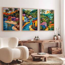 Set Of 3 Jamaica Travel Posters, Jamaican Prints, Tropical Caribbean Wall Art, Decor, Floral Prints - thumbnail 3