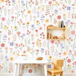 Watercolor Wildflower Decal, Nursery Spring Flowers Sticker, Peel & Stick, Floral Decor, Kids Decals, Flower Wall Stickers - thumbnail 1